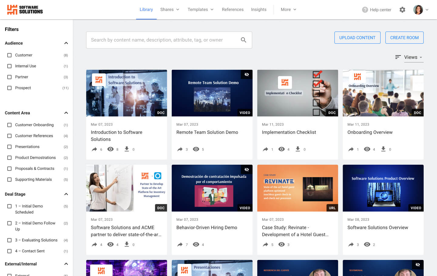 Screenshot of Enable Us Sales Content Management software