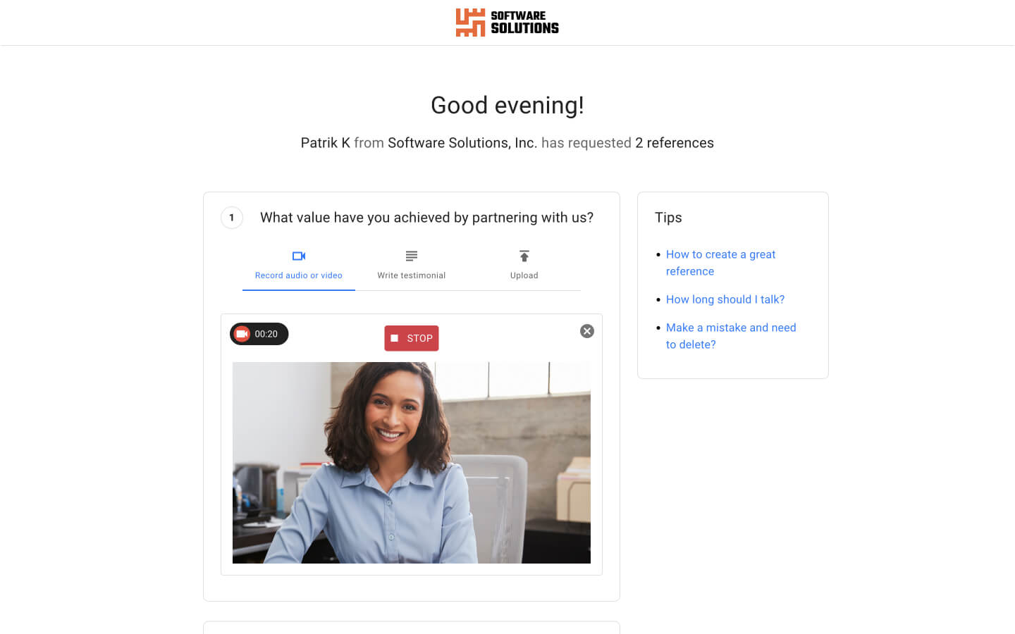 Screenshot of the Enable Us Customer Reference Management module