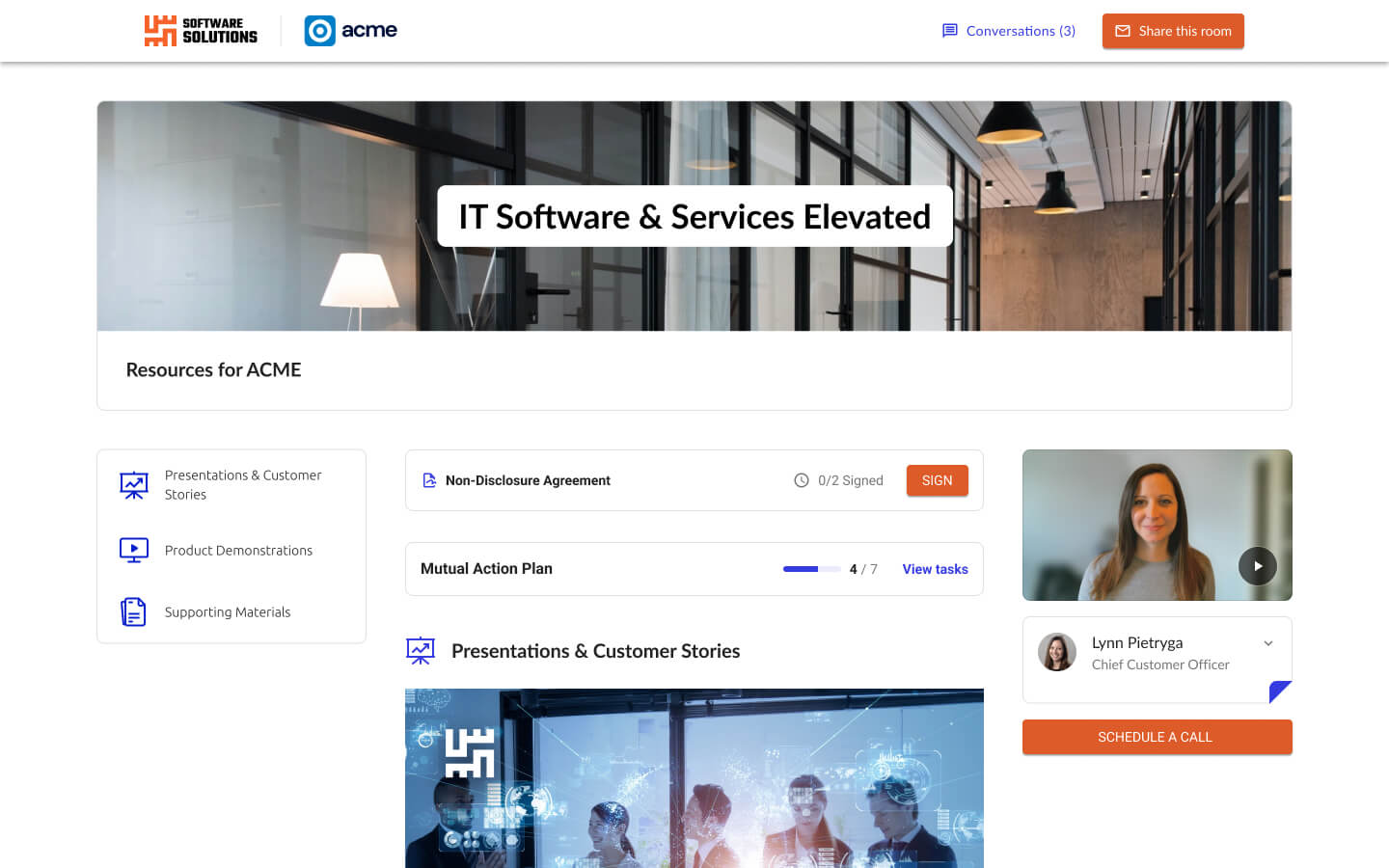 Screenshot of a personalized room using Enable Us Customer Onboarding and Training product