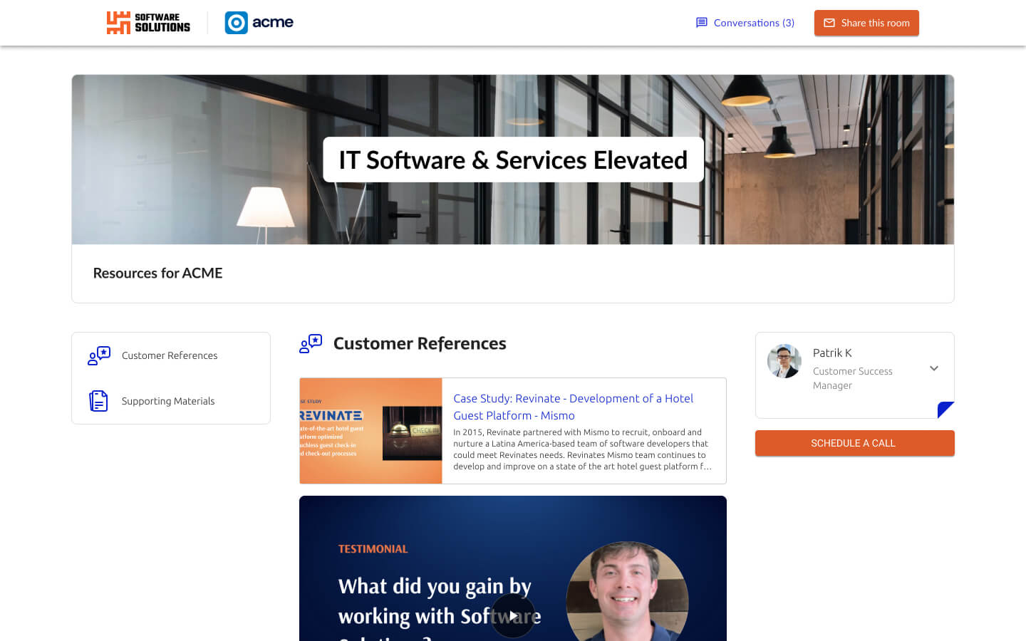 Screenshot to share customer references and stories using the Enable Us Customer Reference Management module