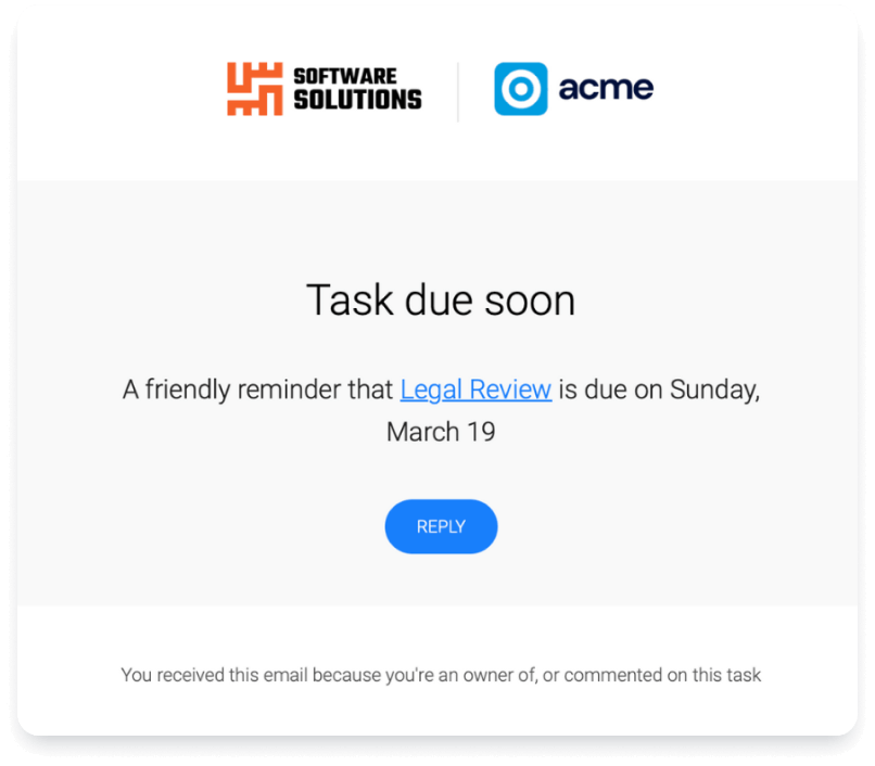 Screenshot of an email notification regarding an upcoming task from Enable Us Mutual Action Plan